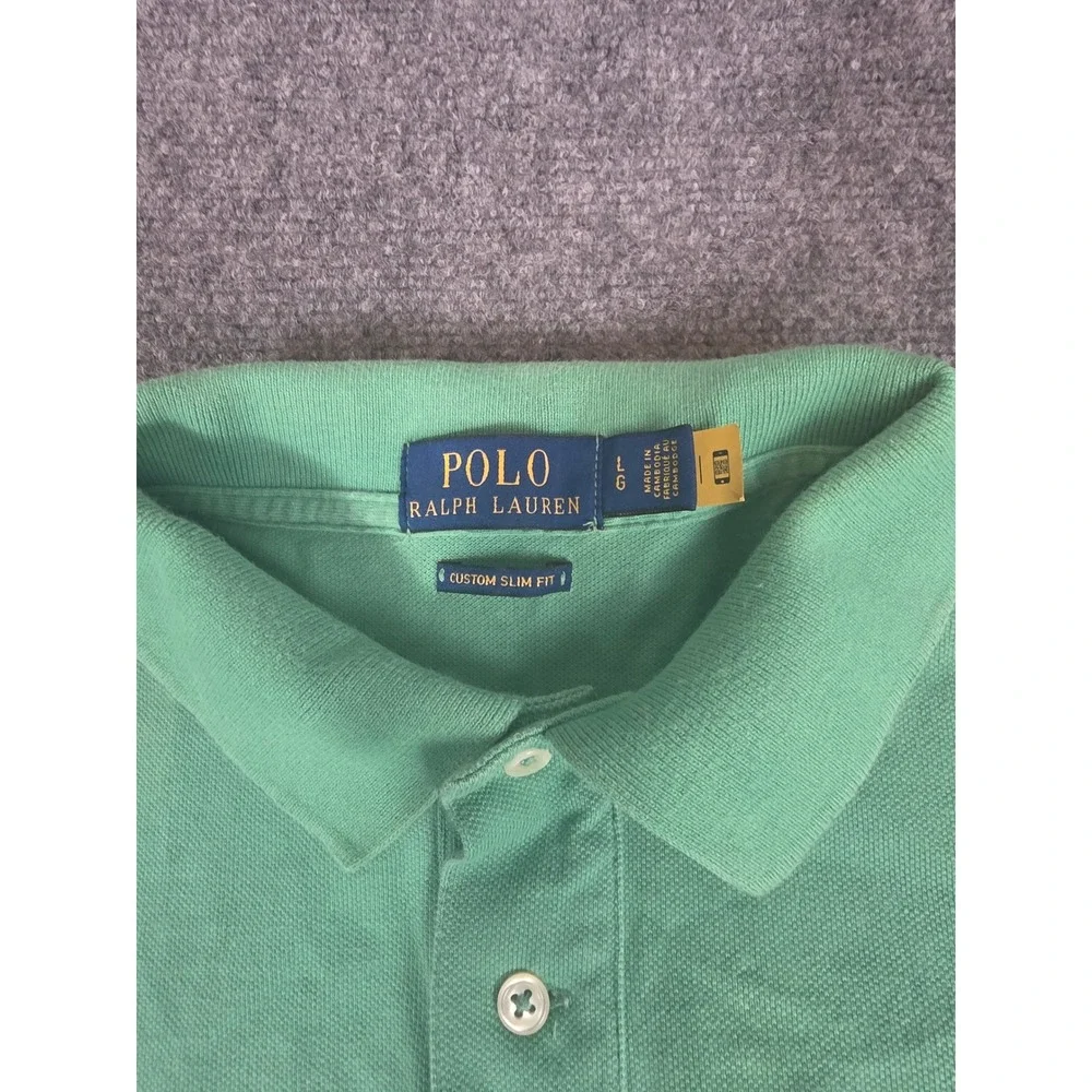 Polo Ralph Lauren Mens Green Triple Pony Custom Slim Fit‎ Polo Shirt Sz L Preppy